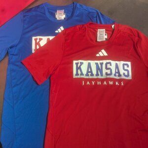 NWOT Kansas Jayhawks adidas AEROREADY Performance Mesh Insert Tee Medium